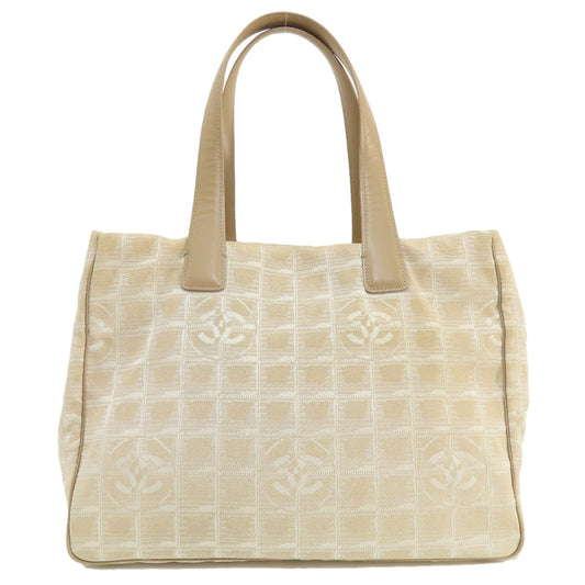 Chanel Tote Bag Nylon Jacquard Beige New Travel Line Mm