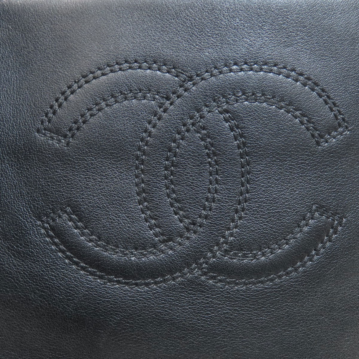 Chanel Tote Bag Lambskin Black Coco Mark Women Used Authentic