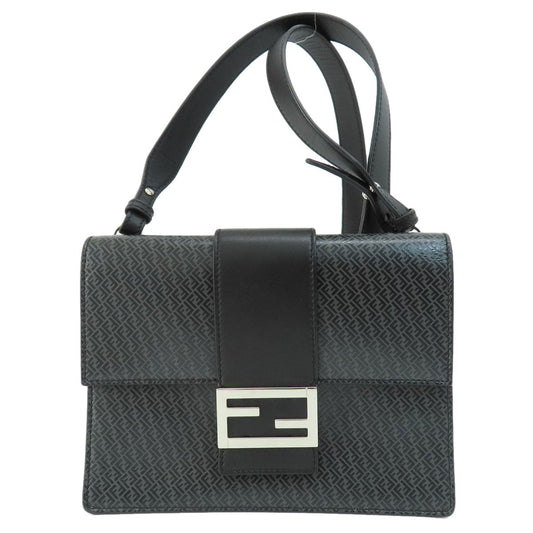 Fendi Shoulder Bag Leather Black Logo