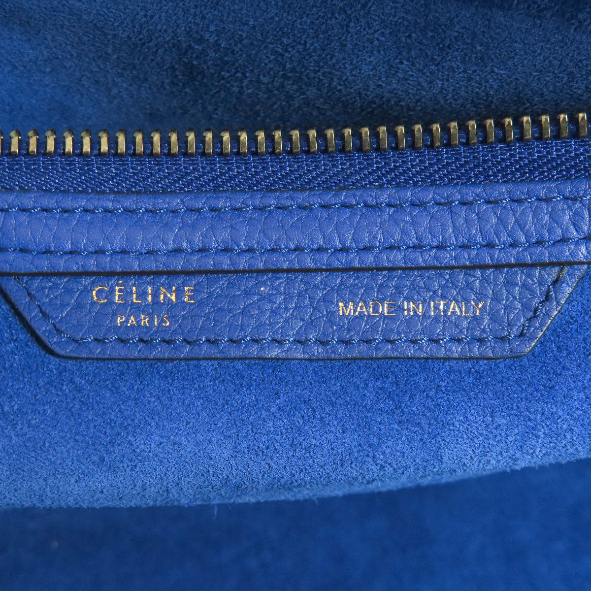 Celine Tote Bag Leather Blue Luggage Micro Women Used Authentic