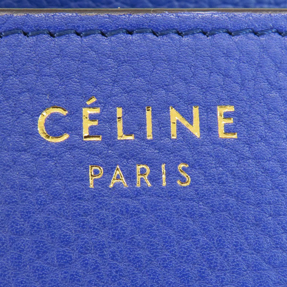 Celine Tote Bag Leather Blue Luggage Micro Women Used Authentic