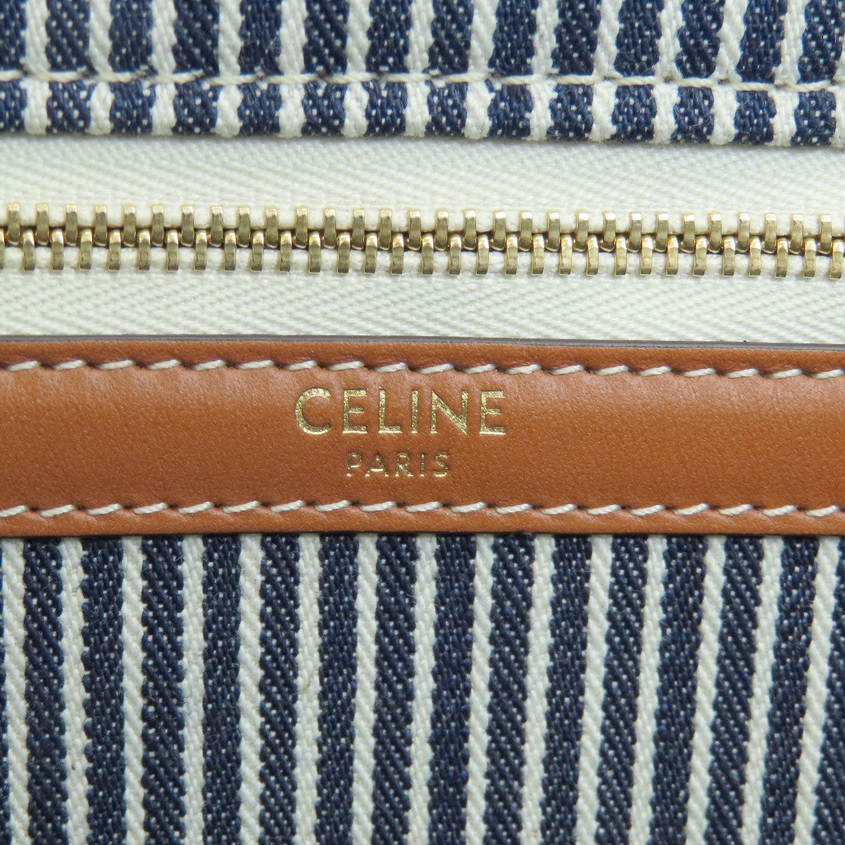 Celine Shoulder Bag Canvas Navy Stripe