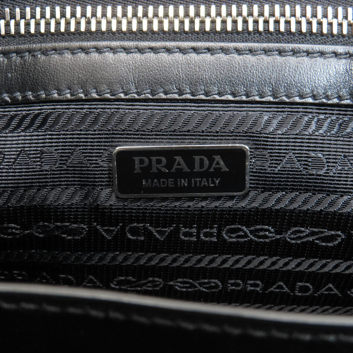 Prada Handbag 1 Bg382 Leather Black Embossed Triangle 2 Way Women Used Authentic