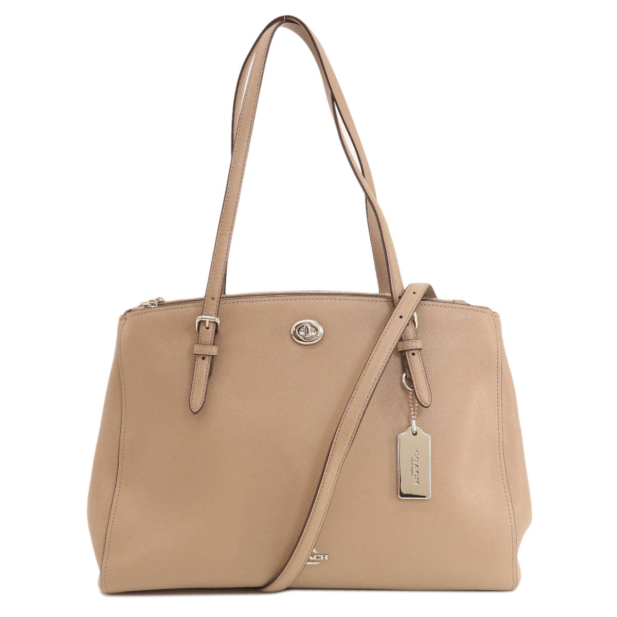 Coach Tote Bag 37776 Leather Brown Logo 2 Way