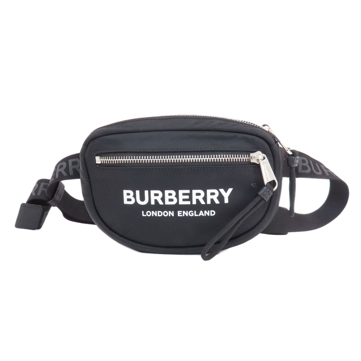 Burberry Hip Bag Nylon Black Logo Women Used Authentic