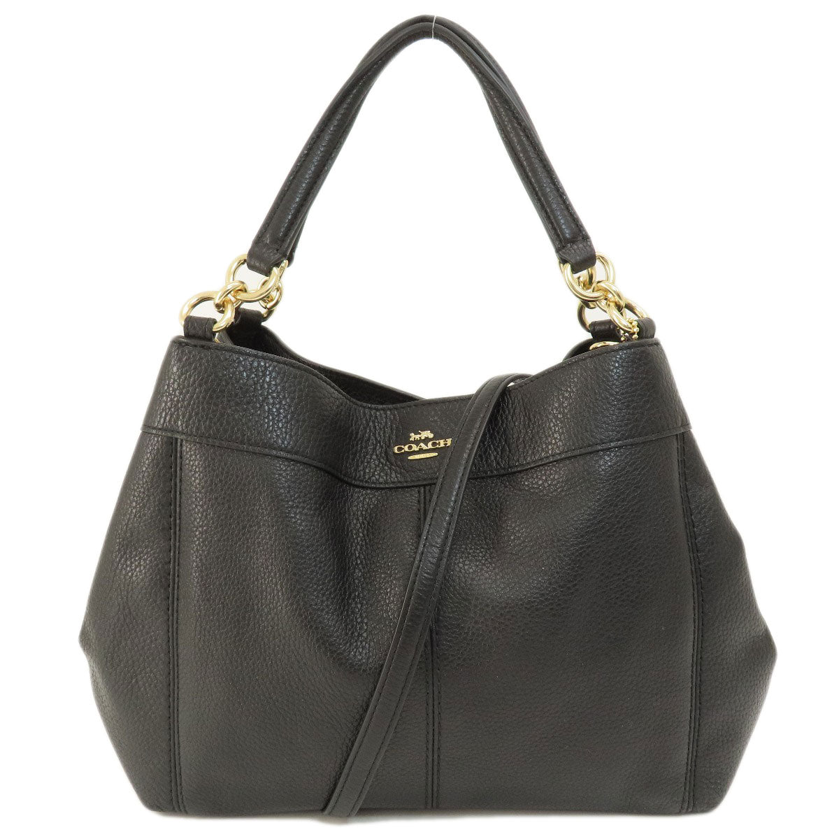 Coach Handbag F28992 Leather Black Logo Metal