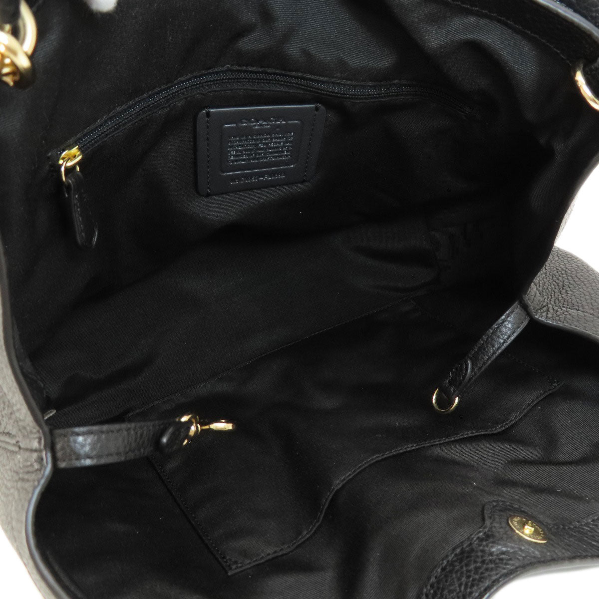 Coach Handbag F28992 Leather Black Logo Metal