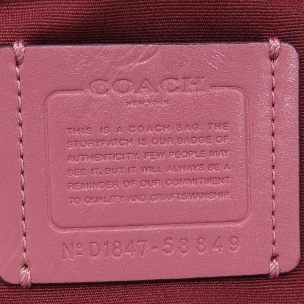 Coach Tote Bag 58849 Leather Pink Logo Women Used Authentic