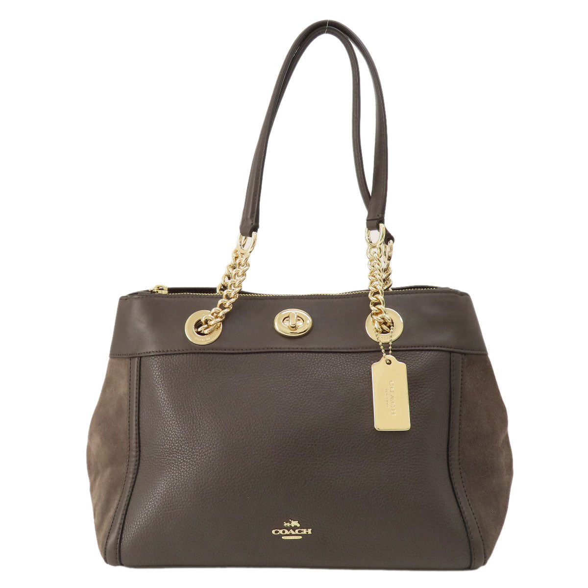 Coach Tote Bag 20165 Leather Brown Logo