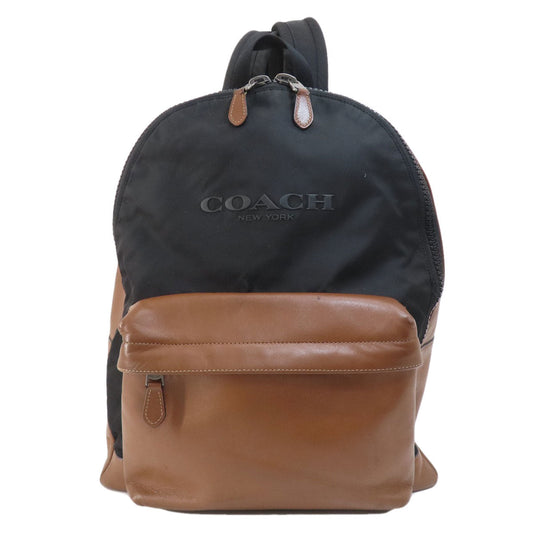 Coach Backpack F59321 Leather Black Logo Women Used Authentic