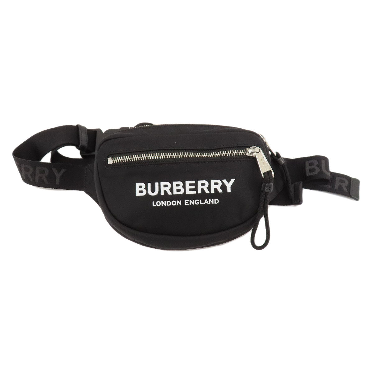 Burberry Hip Bag Nylon Black Logo Women Used Authentic