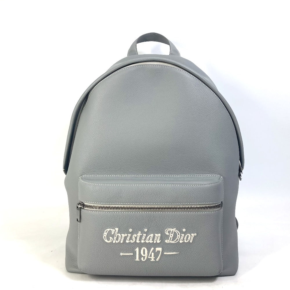 Dior Backpack 1 Esba088 Nfs Calfskin Gray Rider Rider1947 Logo Backpack Mens Used Authentic