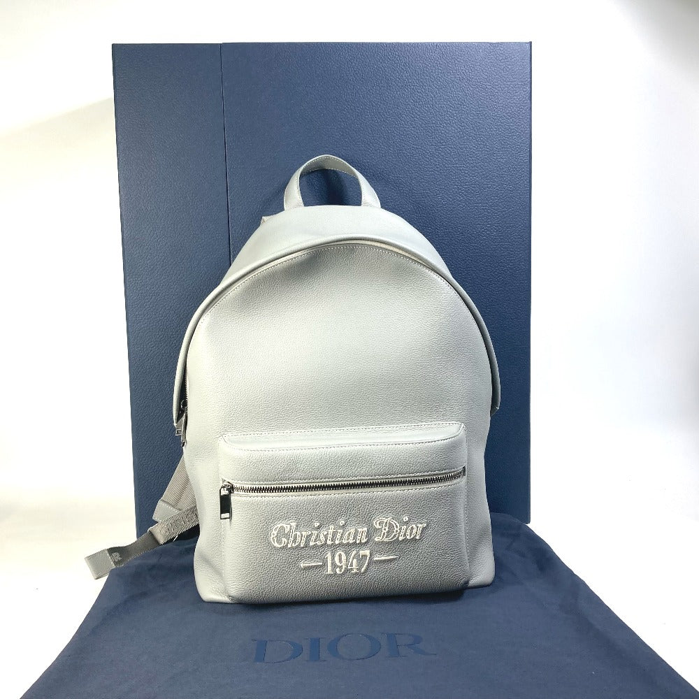 Dior Backpack 1 Esba088 Nfs Calfskin Gray Rider Rider1947 Logo Backpack Mens Used Authentic