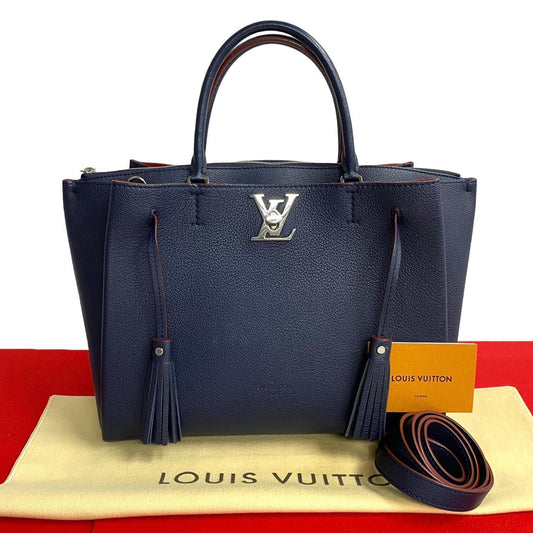 Louis Vuitton Shoulder Bag Leather Navy Turn Lock Rock Meat Women(unisex) Used Authentic