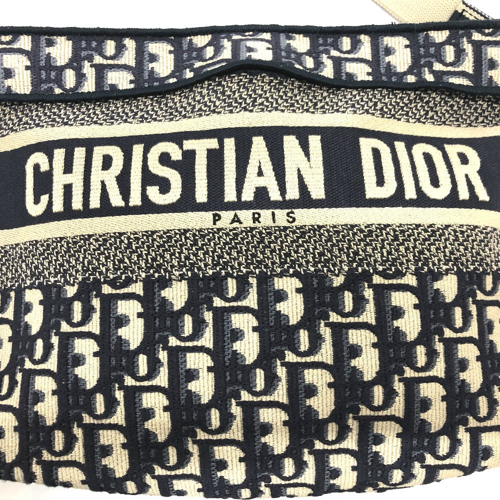 Dior Shoulder Bag Jacquard Navy Oblique Women Used Authentic