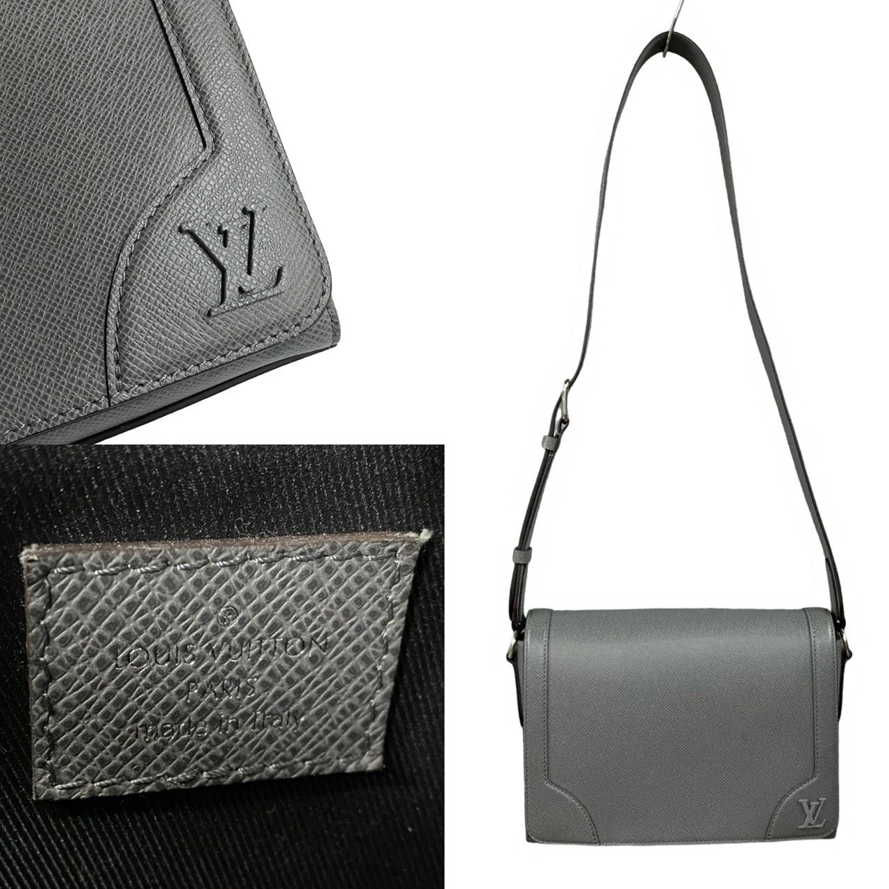 Louis Vuitton Shoulder Bag Taiga Gray Taiga New Flap Messenger Women(unisex) Used Authentic