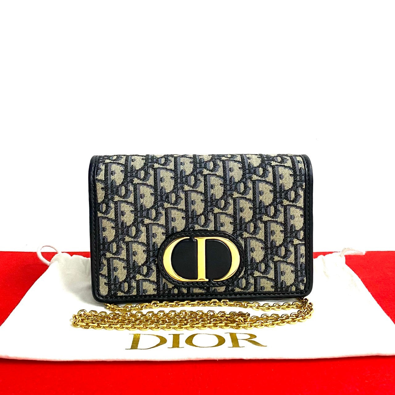 Dior Shoulder Bag Leather, Canvas Navy Cd Logo Oblique Pattern 30 Montaigne Women Used Authentic