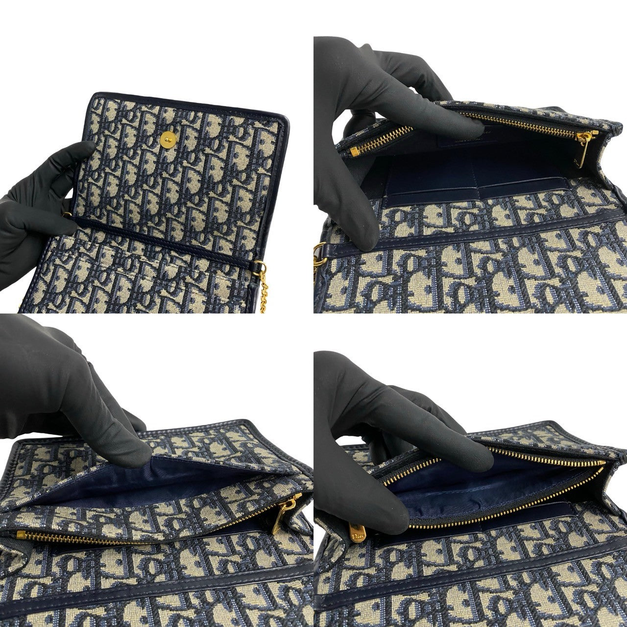 Dior Shoulder Bag Leather, Canvas Navy Cd Logo Oblique Pattern 30 Montaigne Women Used Authentic