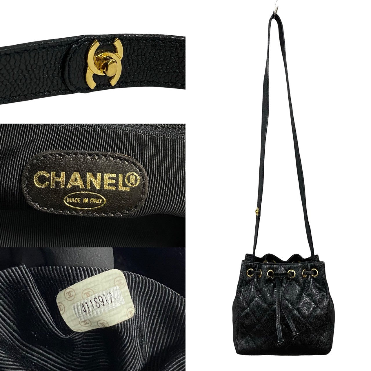 Chanel Shoulder Bag Matt Caviar Skin Black Coco Mark Matrasse Women Used Authentic