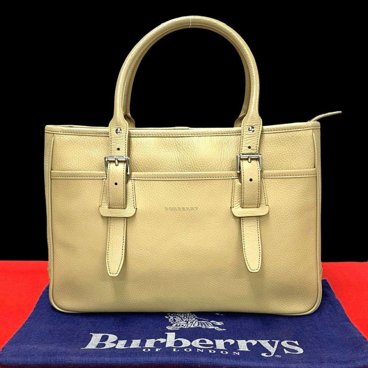 Burberry Handbag Leather Beige Nova Check Women Used Authentic