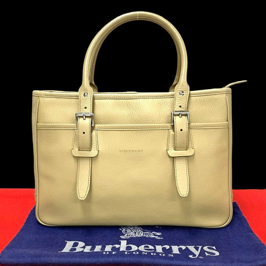 Burberry Handbag Leather Beige Nova Check Women Used Authentic