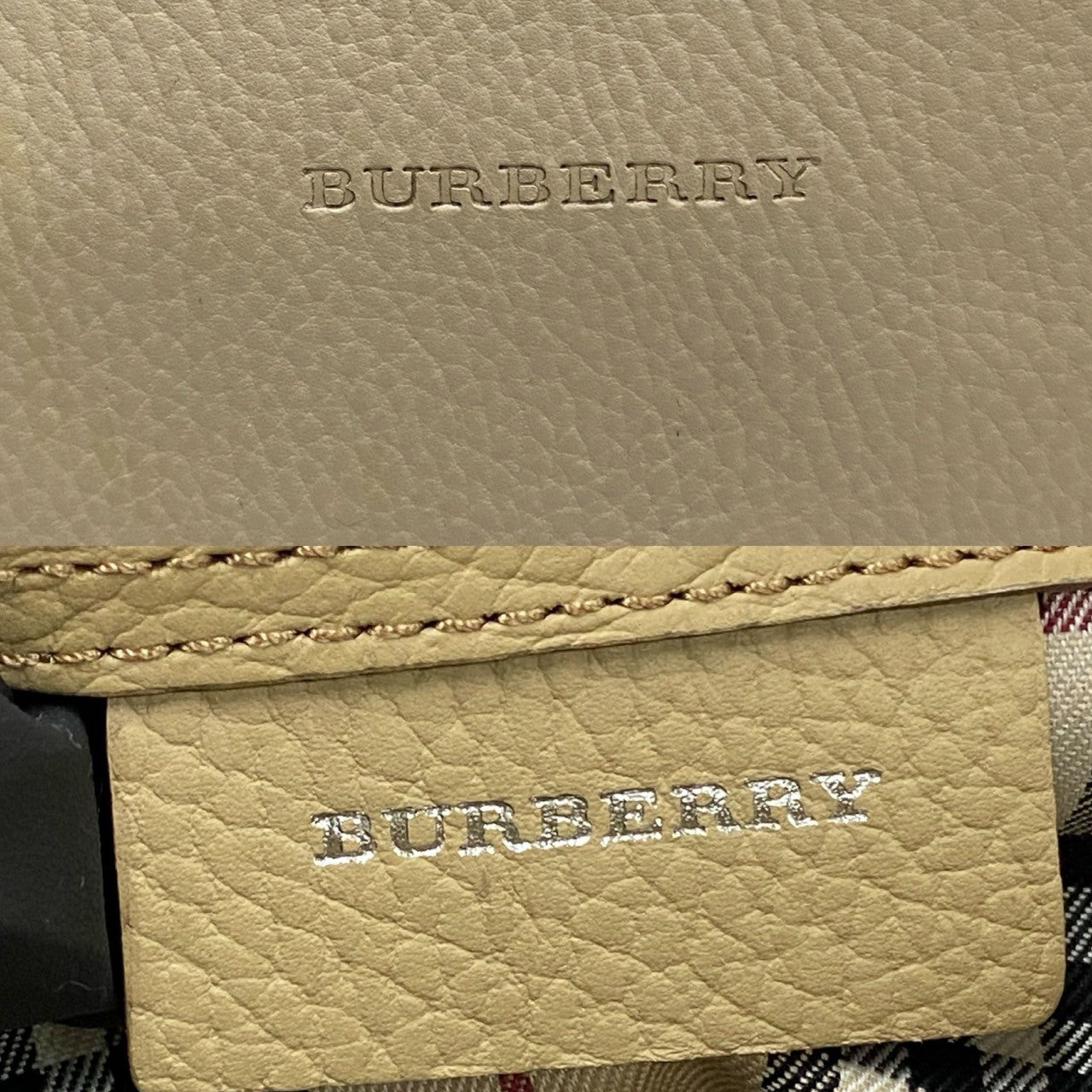 Burberry Handbag Leather Beige Nova Check Women Used Authentic