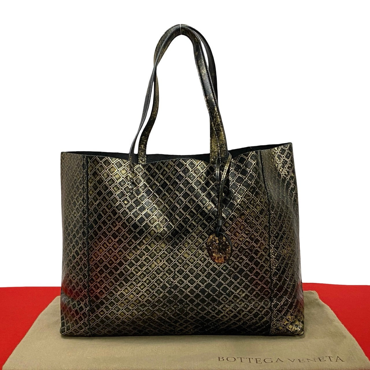 Bottegaveneta Tote Bag Leather Black Intrecciato Mirage Women Used Authentic