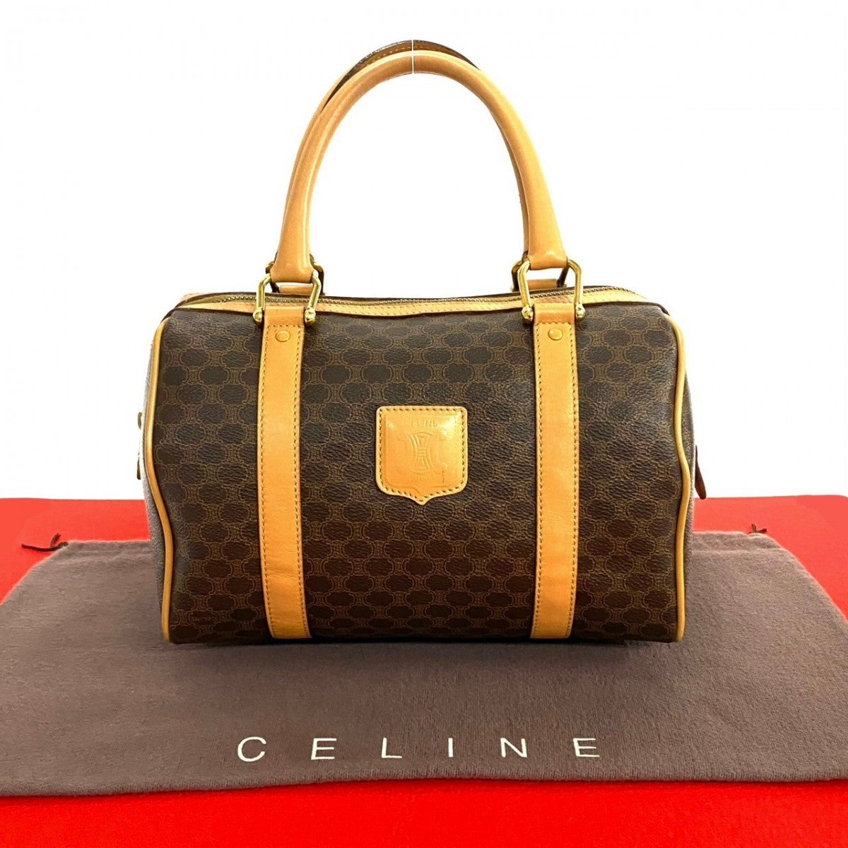 Celine Boston Duffel Bag Leather Brown