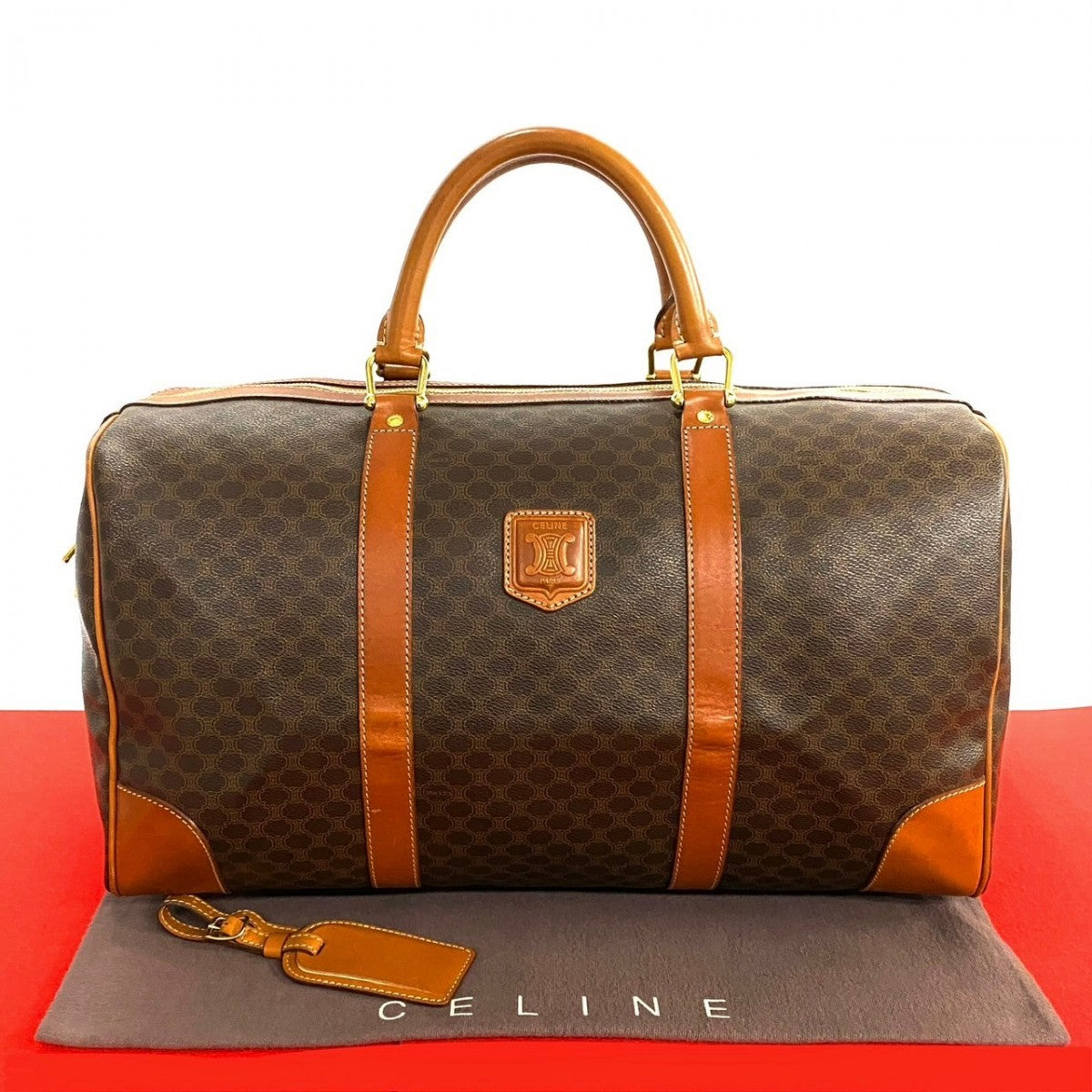 Celine Boston Duffel Bag Leather Brown