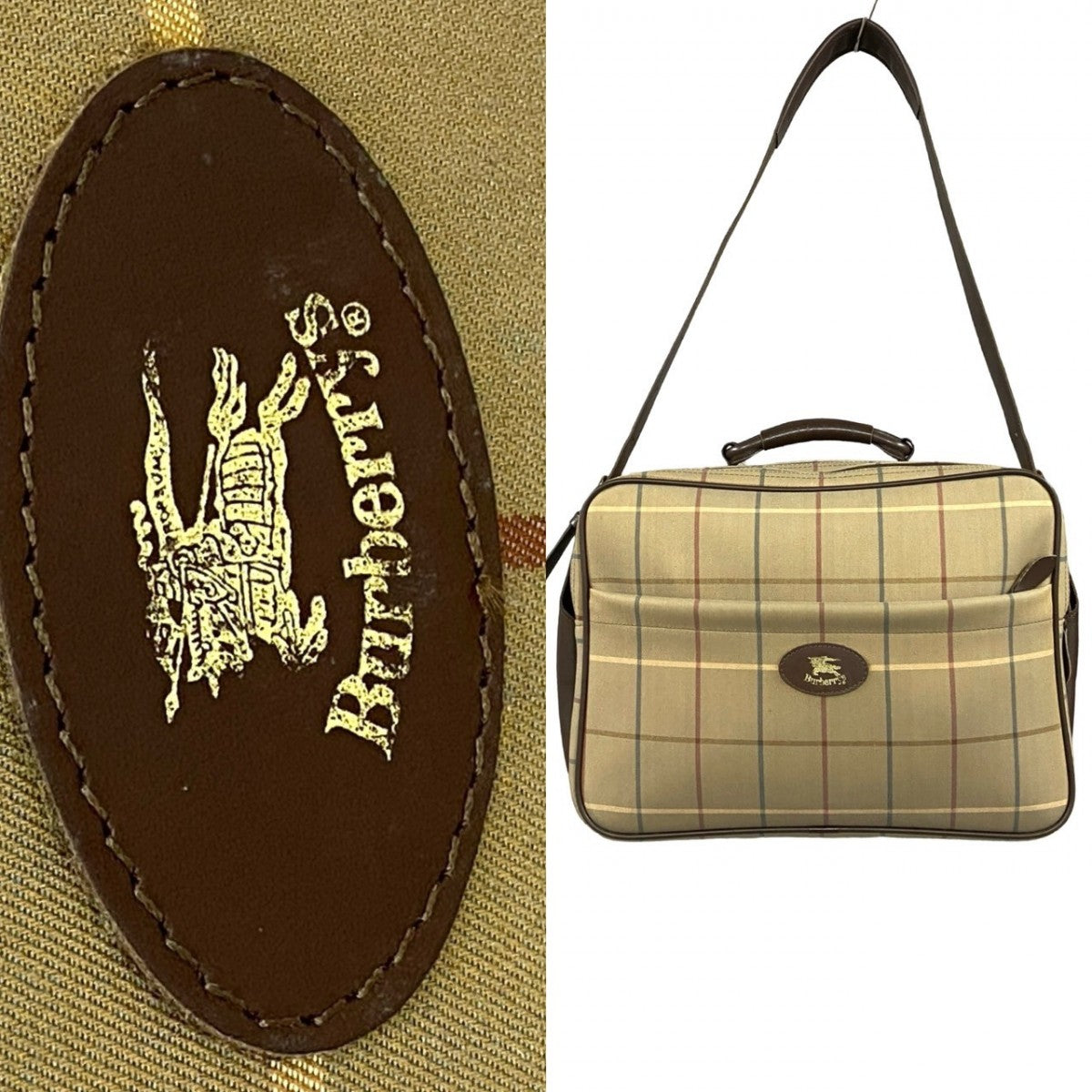 Burberry Shoulder Bag Canvas Brown