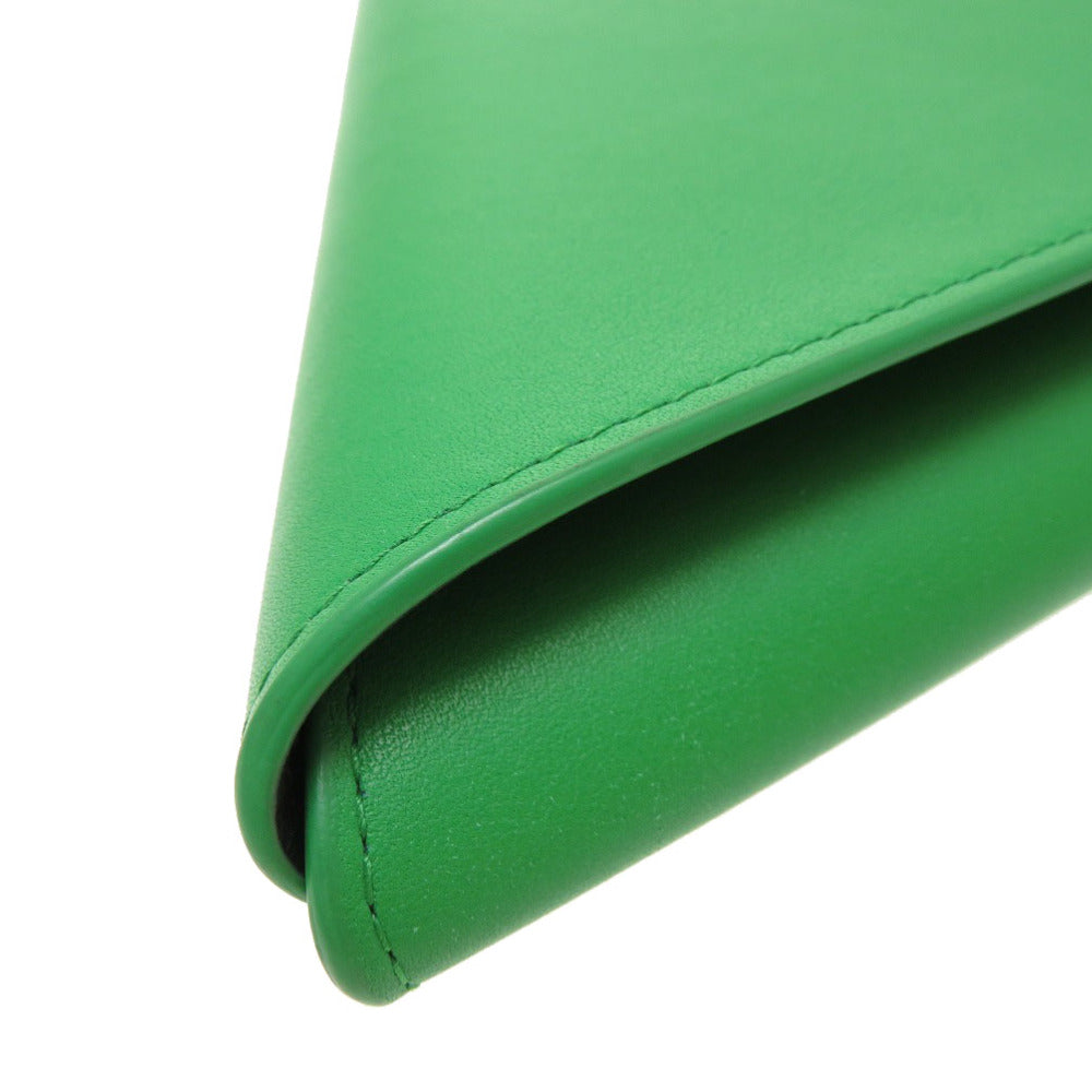 Bottegaveneta Clutch Bag Leather Green Triangle Women Used Authentic