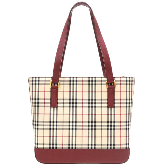 Burberry Handbag Canvas Beige Check Women Used Authentic