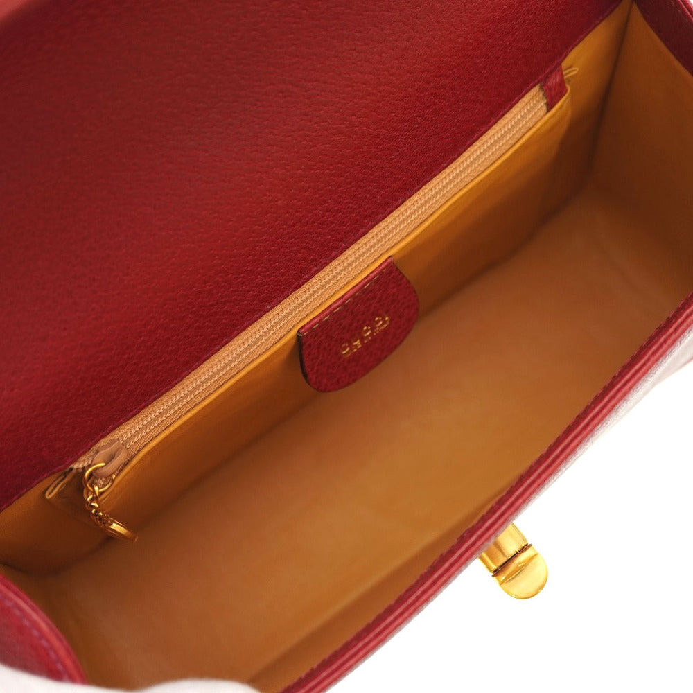 Gucci Handbag 000.113.0231 Leather Red Bamboo Women Used Authentic