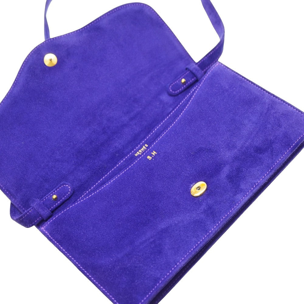 Hermes Shoulder Bag Doblis Purple Vintage Shoulder Clutch Bag Women Used Authentic