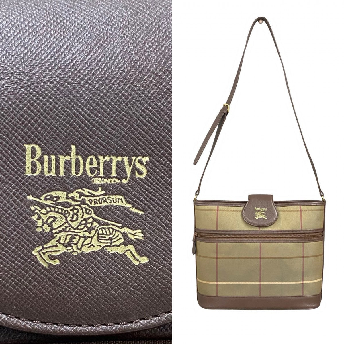 Burberry Shoulder Bag Canvas Brown