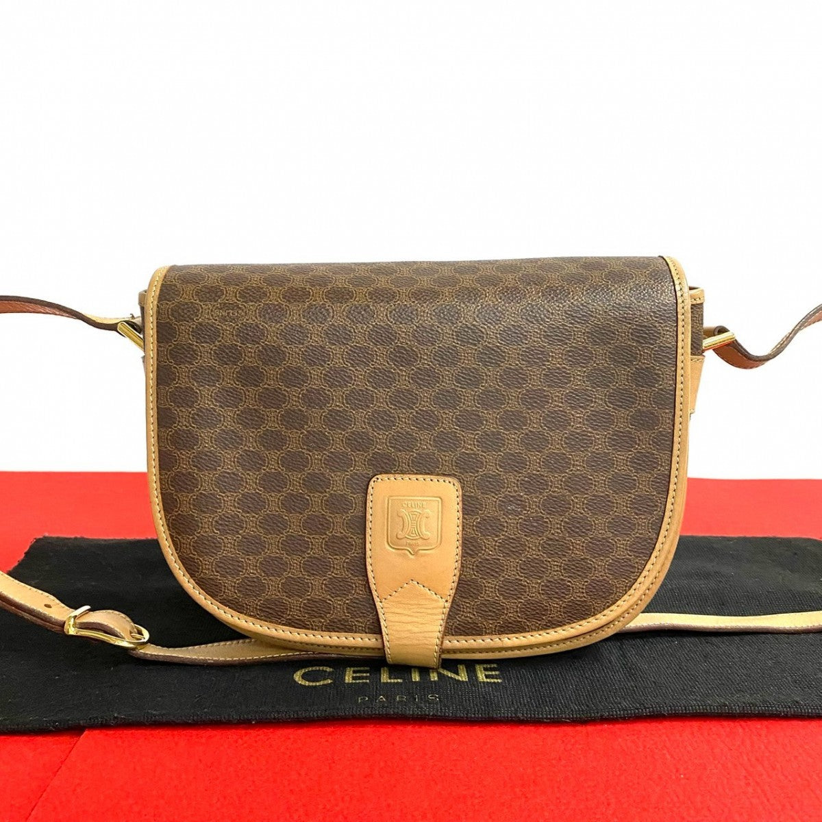 Celine Shoulder Bag Leather Brown