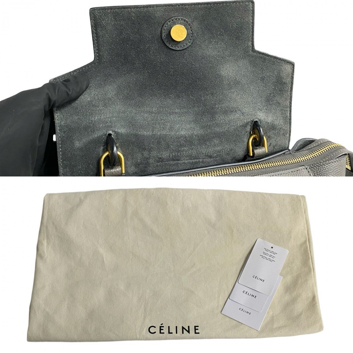 Celine Shoulder Bag Leather Gray Belt Bag Micro