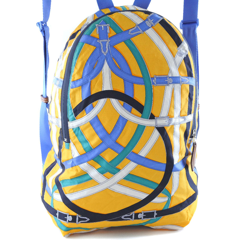 Hermes Backpack 071922 Ck Silk, Canvas Yellow Air Silk Backpack Unisex(unisex) Used Authentic