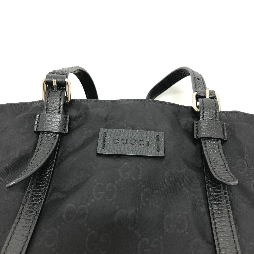 Gucci Tote Bag 510332 Nylon / Leather Black Gg Guccisima Mens Used Authentic