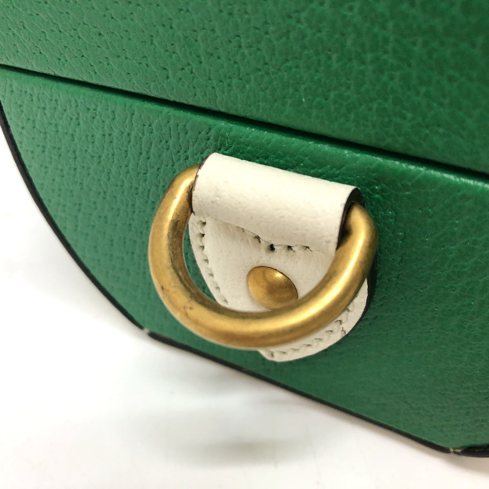 Gucci Handbag 723801 Leather Green Logo Golf Ball Case Women Used Authentic