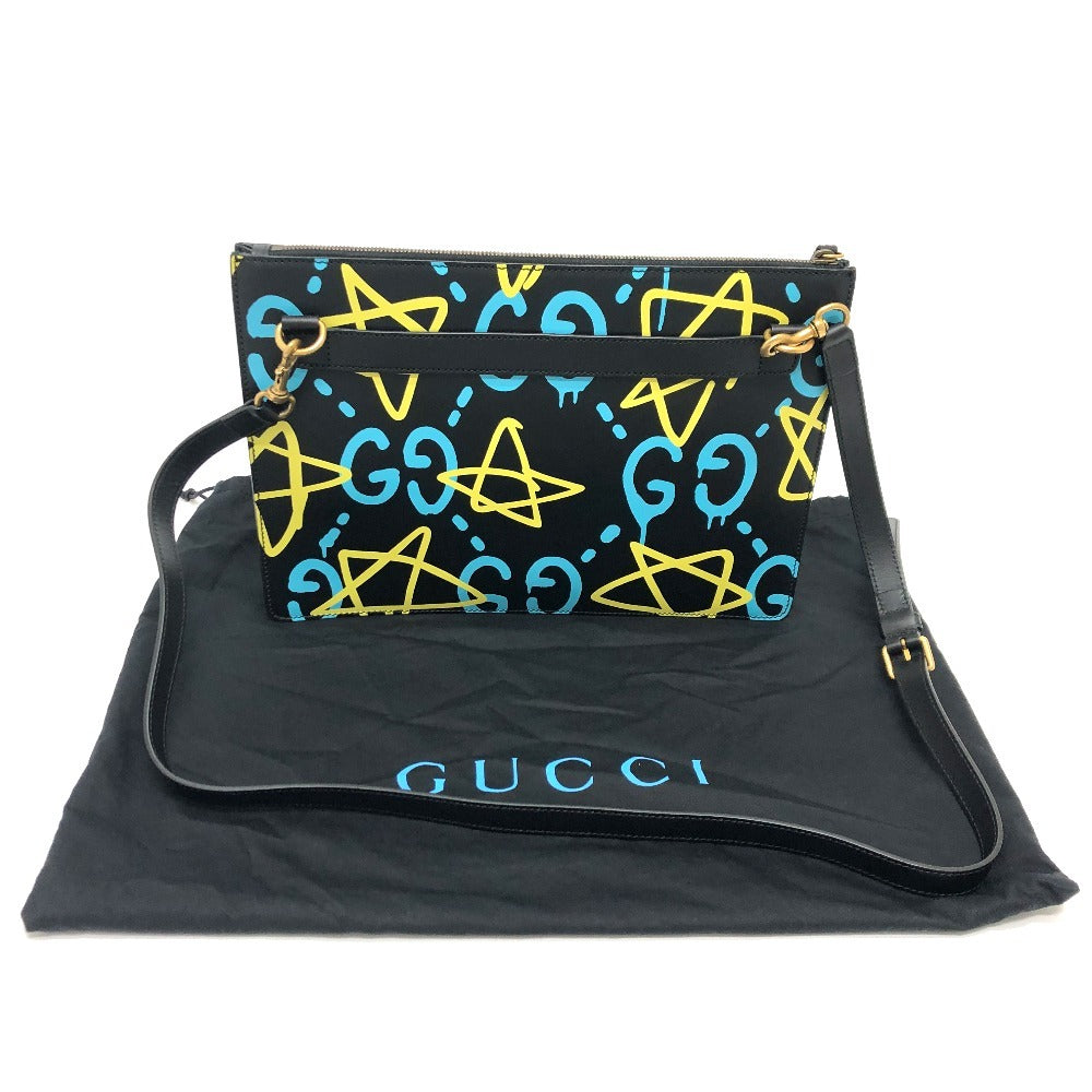 Gucci Shoulder Bag 429004 Leather Black Ghost Women Used Authentic