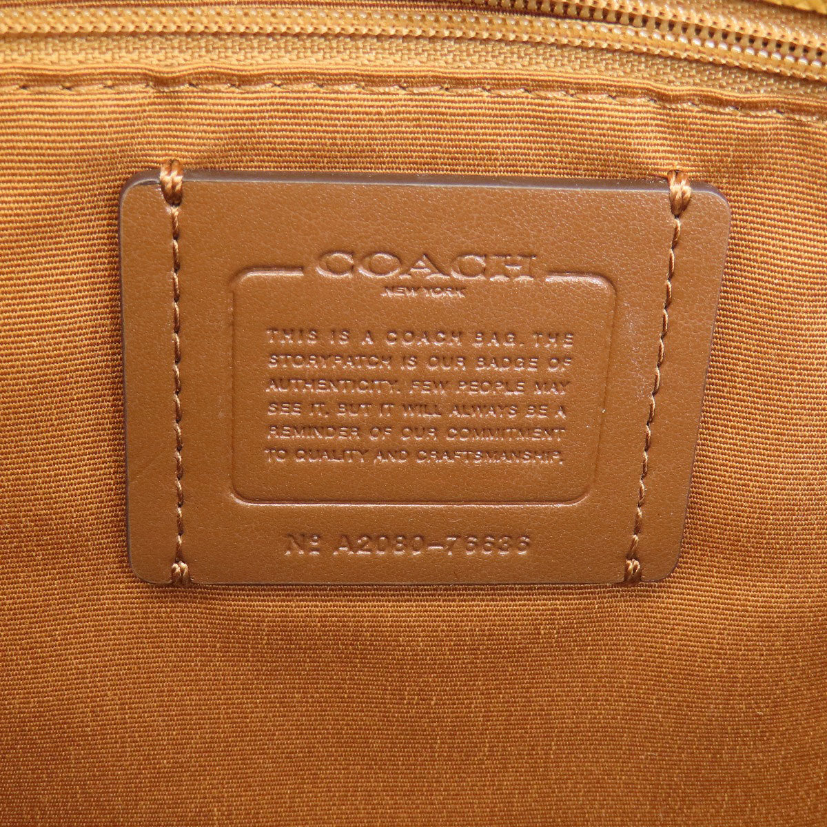 Coach Tote Bag 76636 Pvc Beige Signature Women Used Authentic