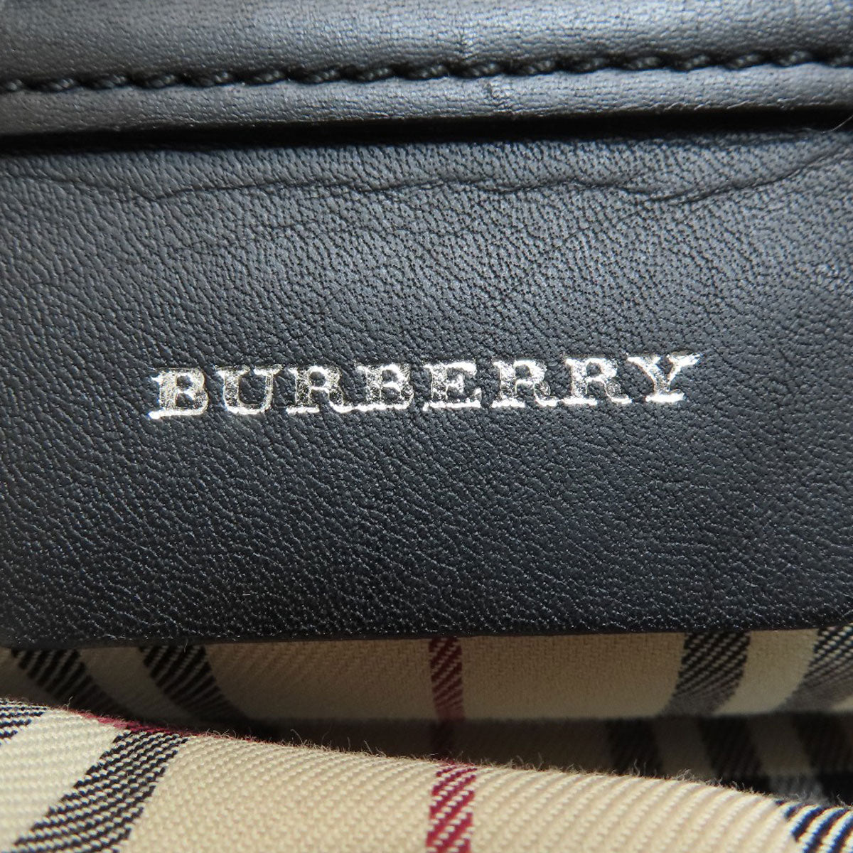 Burberry Handbag Leather Black Logo