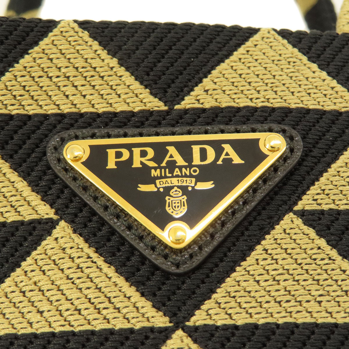 Prada Handbag 1 Ba354 Canvas Black Symbol Embroidery Fabric Small 2 Way Women Used Authentic