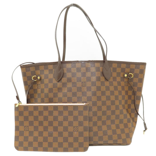 Louis Vuitton Tote Bag N41603 Damier Canvas Brown Neverfull Mm Damier Ebene Rose Ballerine Women Used Authentic