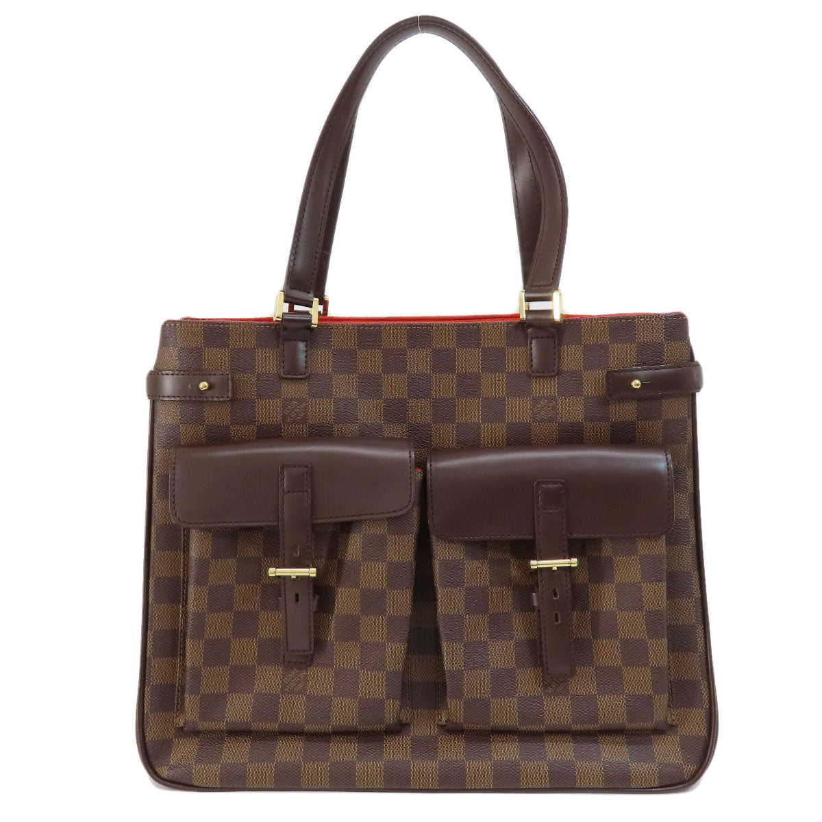 Louis Vuitton Tote Bag N51128 Damier Canvas Brown Uzes Damier Ebene Women Used Authentic