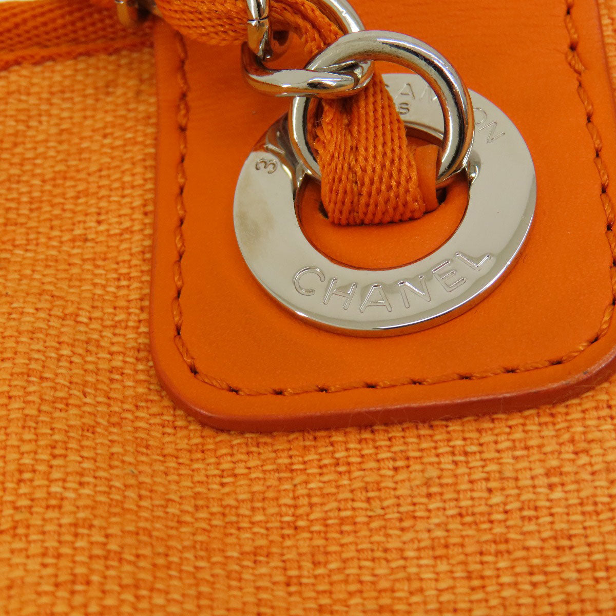 Chanel Handbag Canvas Orange Deauville Bowling Bag Silver Metal