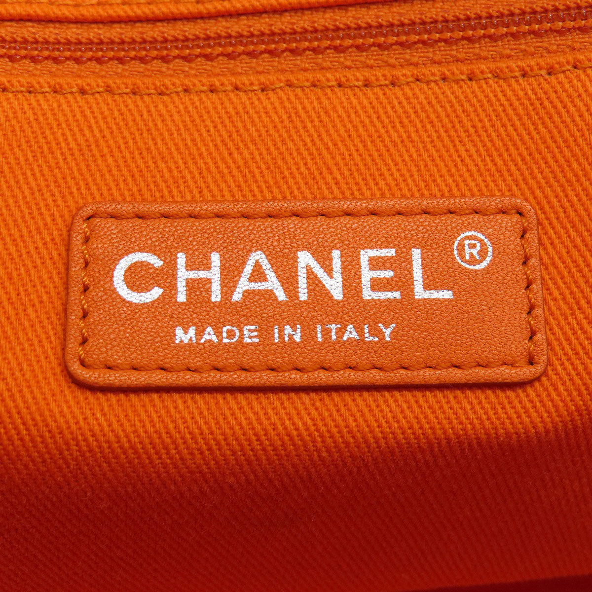 Chanel Handbag Canvas Orange Deauville Bowling Bag Silver Metal