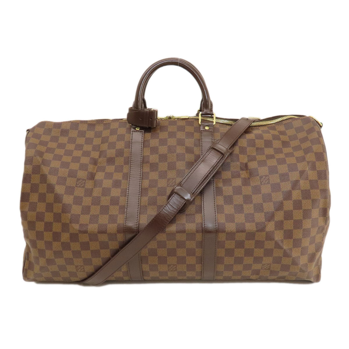 Louis Vuitton Boston Duffel Bag N41414 Damier Canvas Brown Keepall Bandouliere55 Damier Ebene