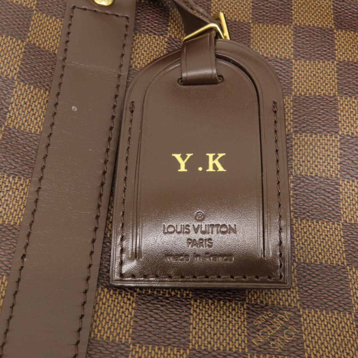 Louis Vuitton Boston Duffel Bag N41414 Damier Canvas Brown Keepall Bandouliere55 Damier Ebene